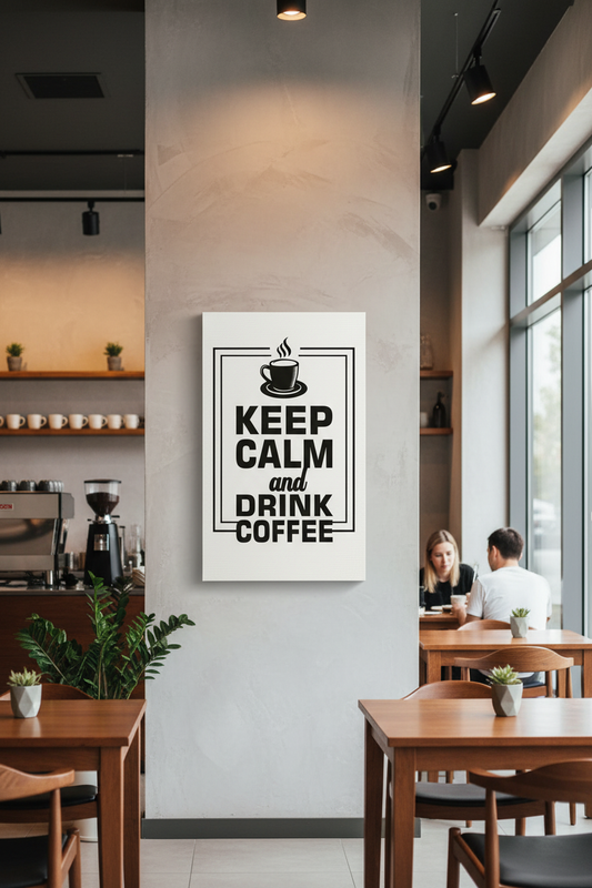 Keep Calm ve Kahve İç Sanatsal Kanvas Tablo