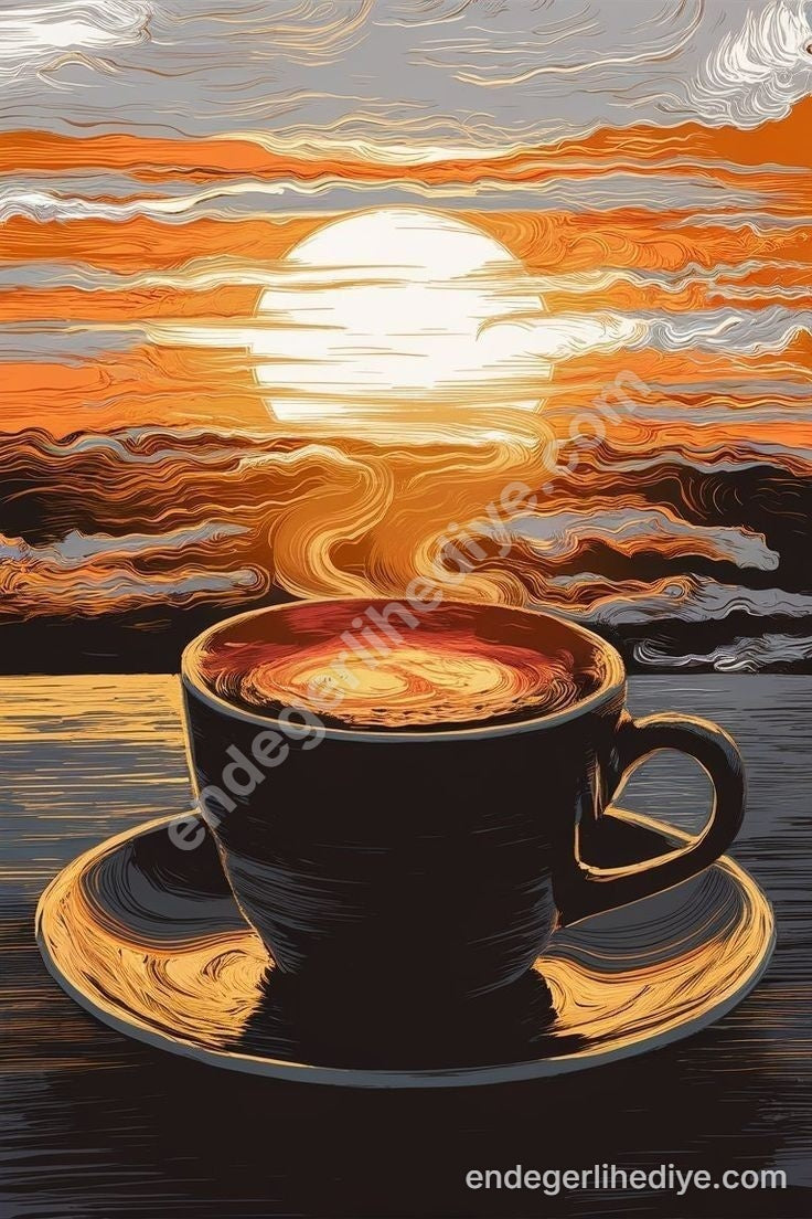 Şafakta Kahve Keyfi Sanat Tablosu
