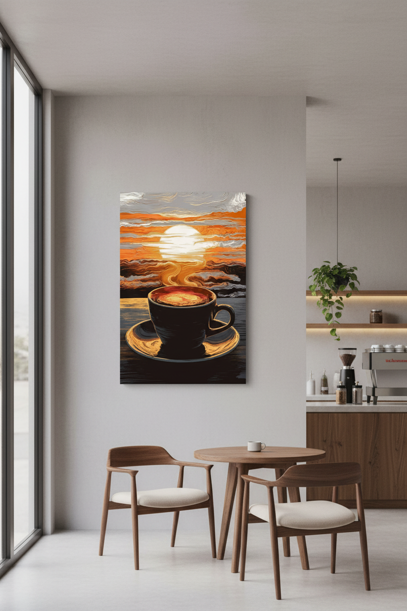 Şafakta Kahve Keyfi Sanat Tablosu