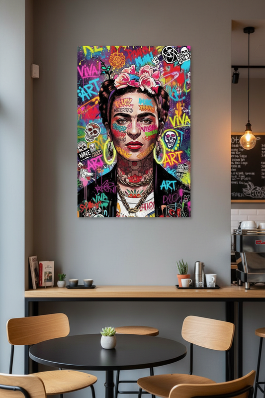 Devrimci Ruh: Graffiti Frida Kahlo Kanvas Tablo