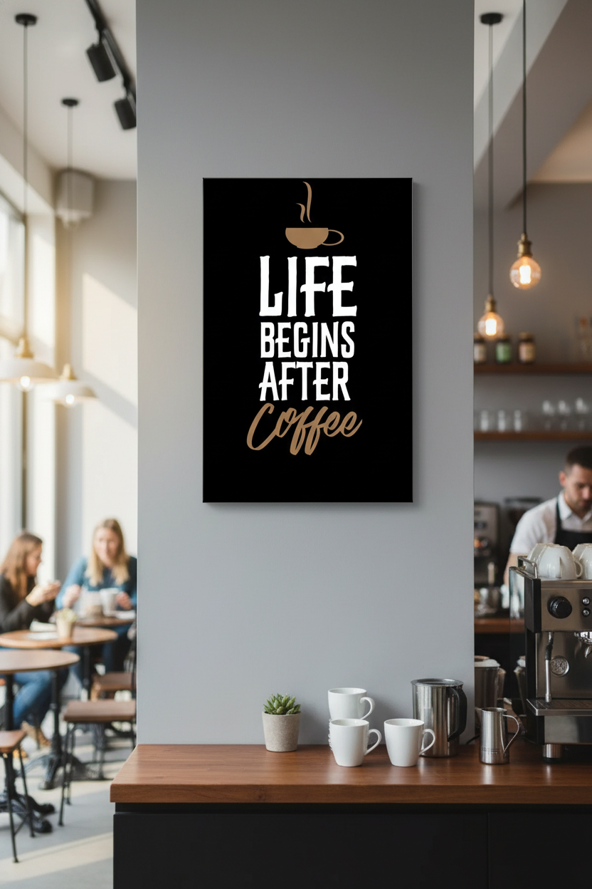 "Hayat Kahveden Sonra Başlar" Temalı Kanvas Tablo