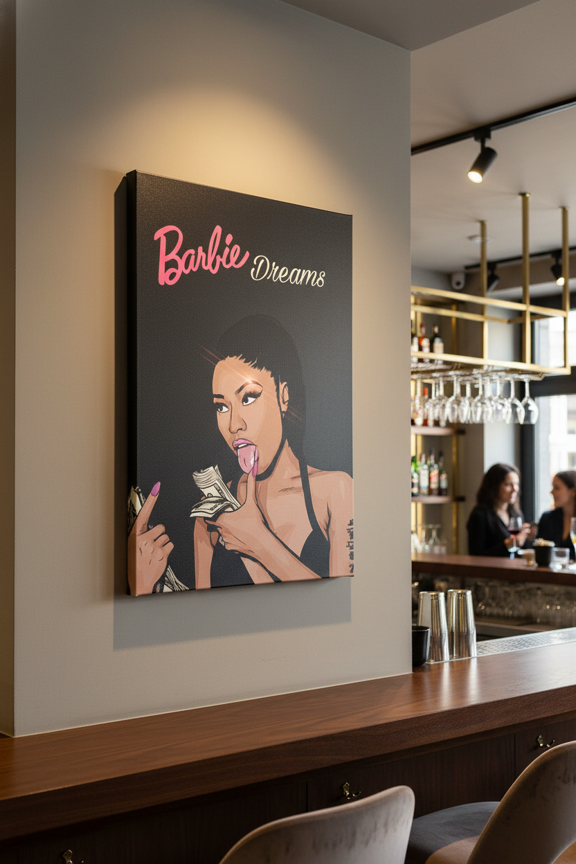 Barbie Dreams Kanvas Tablo - Pop Art Lüks ve Göz Kamaştıran Tasarım