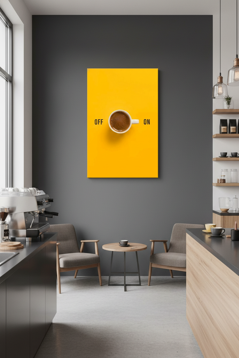 Kahve Modu Açık: Enerji Başlasın Kanvas Tablo
