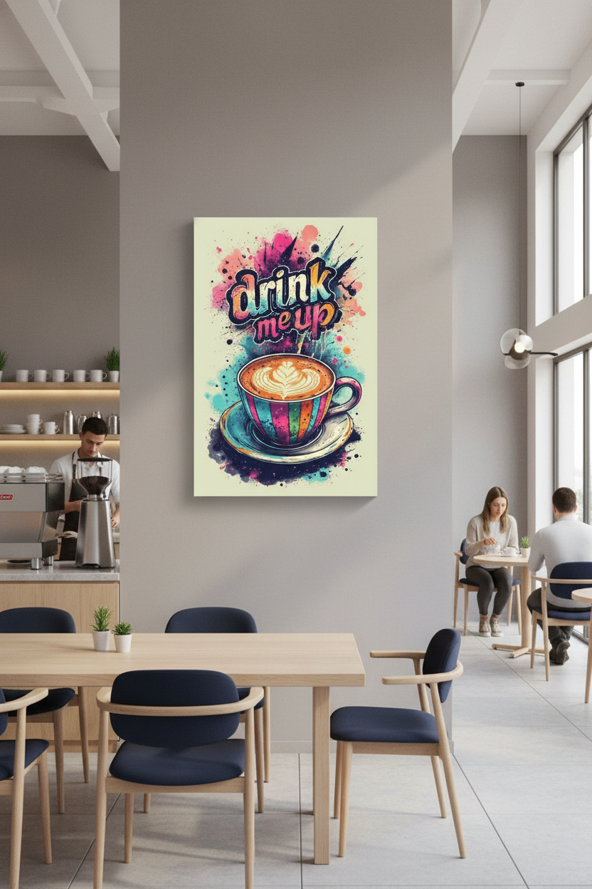 Drink Me Up Enerjik Kahve Kanvas Tablo