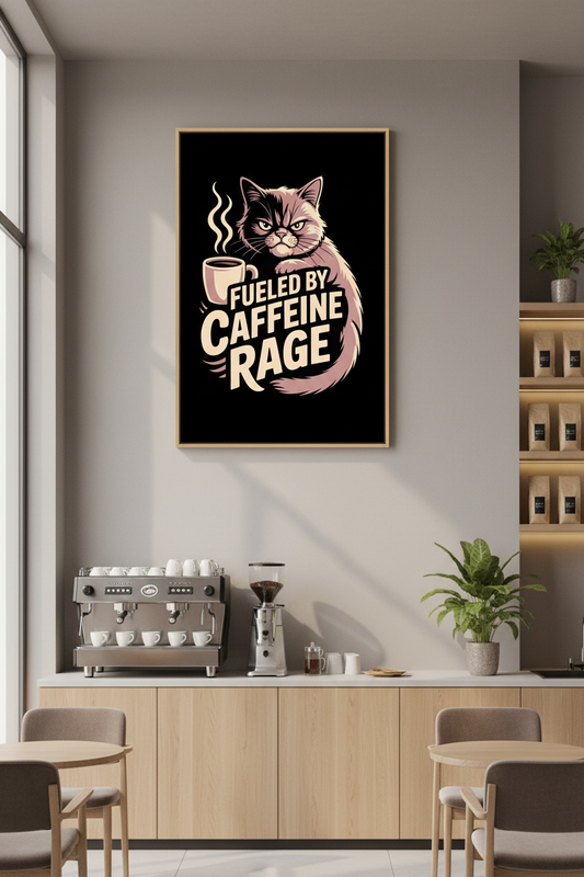 Kafeinle Beslenen Huysuz Kedi Kanvas Tablo