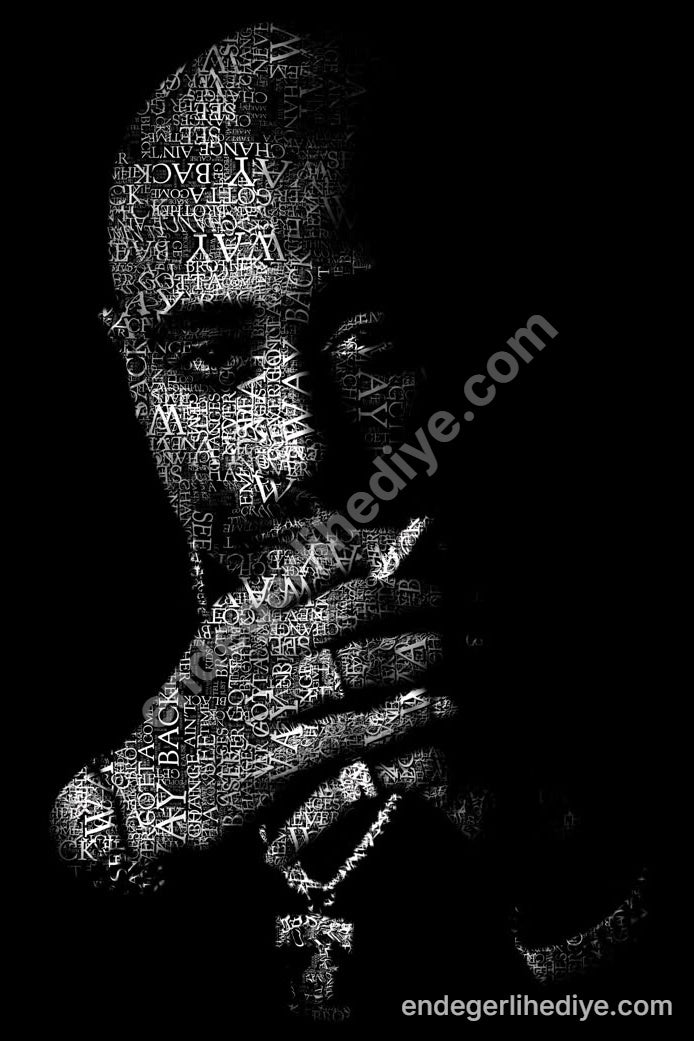 Efsanevi Sözler: Tupac Typography Kanvas Tablo