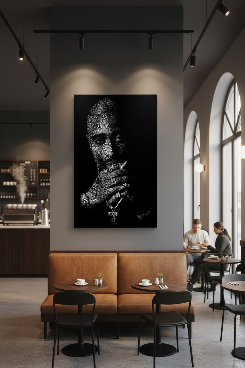 Efsanevi Sözler: Tupac Typography Kanvas Tablo