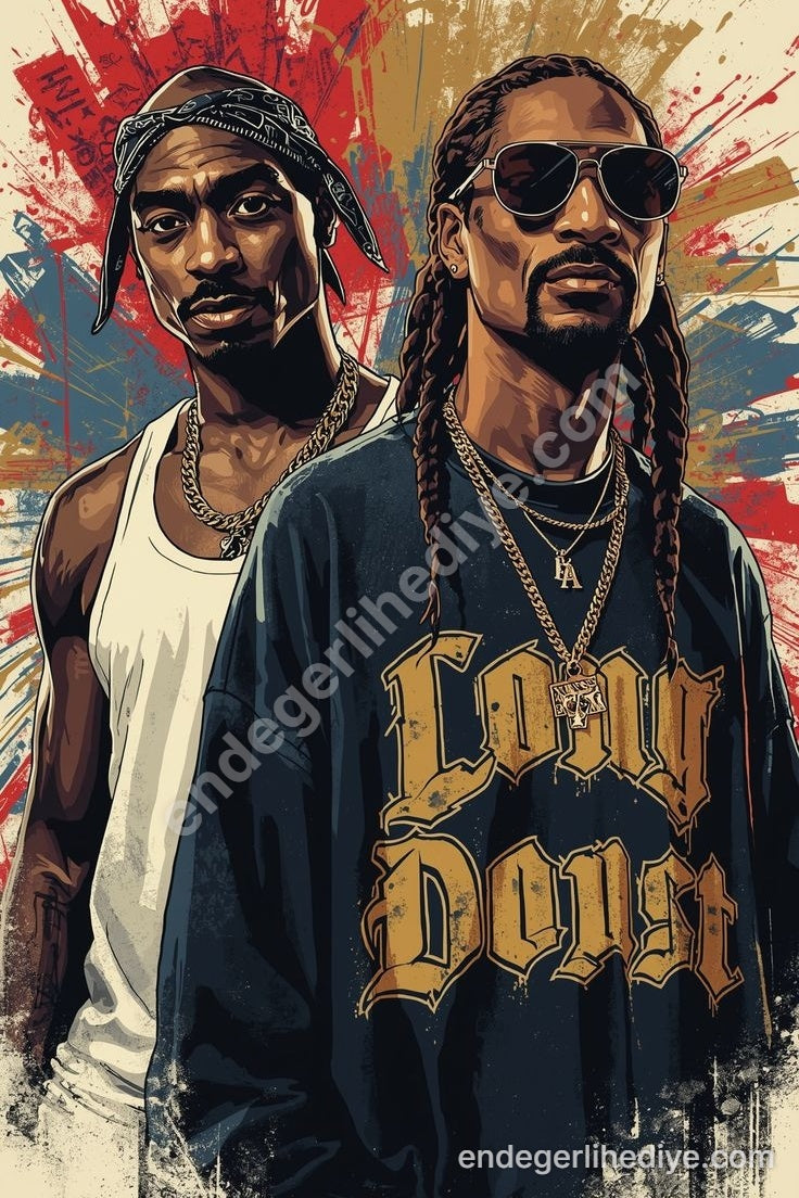 Tupac ve Snoop Dogg Efsanesi Kanvas Tablo