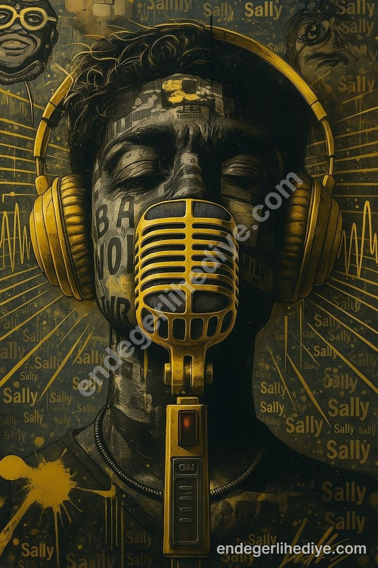 Ruhun Sesi: Altın Mikrofon Kanvas Tablo