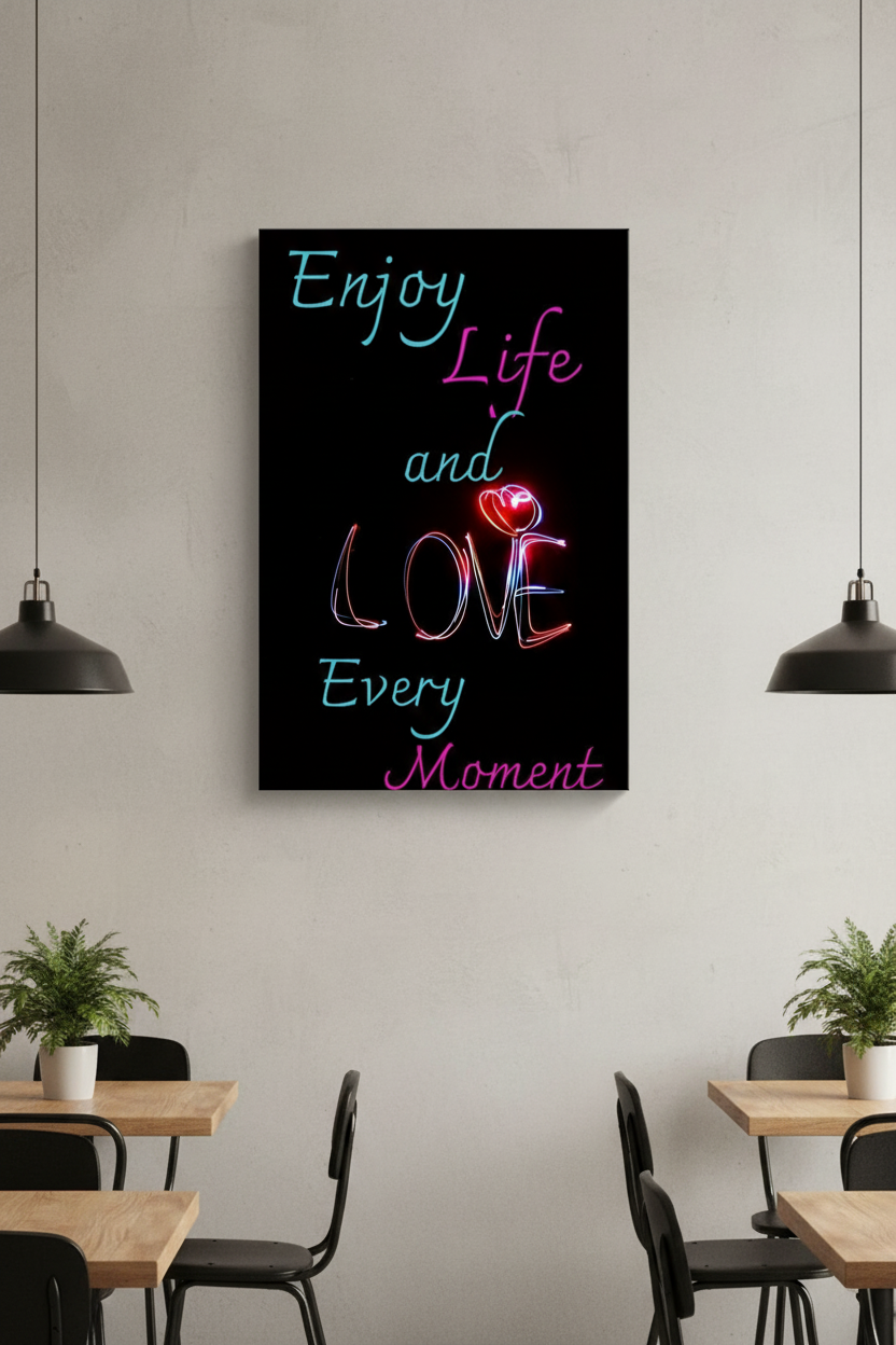 Hayatın Her Anını Yaşa ve Sev Işıltılı Kanvas Tablo