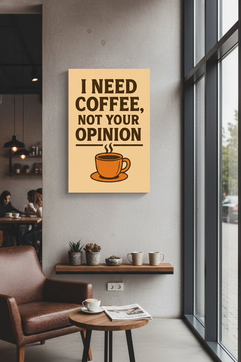 Kahveye İhtiyacım Var, Fikrine Değil Kanvas Tablo