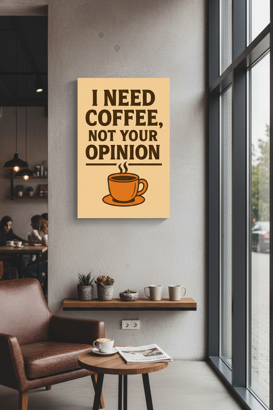 Kahveye İhtiyacım Var, Fikrine Değil Kanvas Tablo