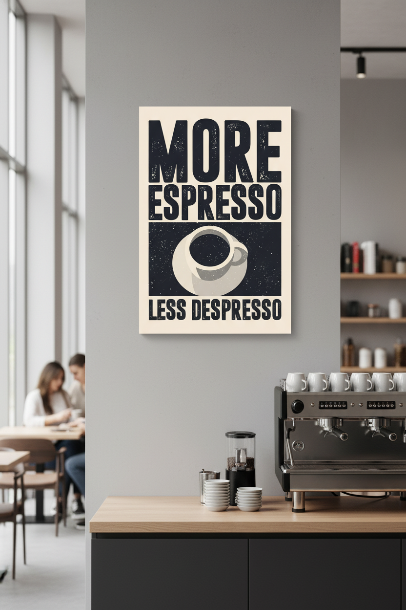 More Espresso Less Despresso Dekoratif Kanvas Tablo