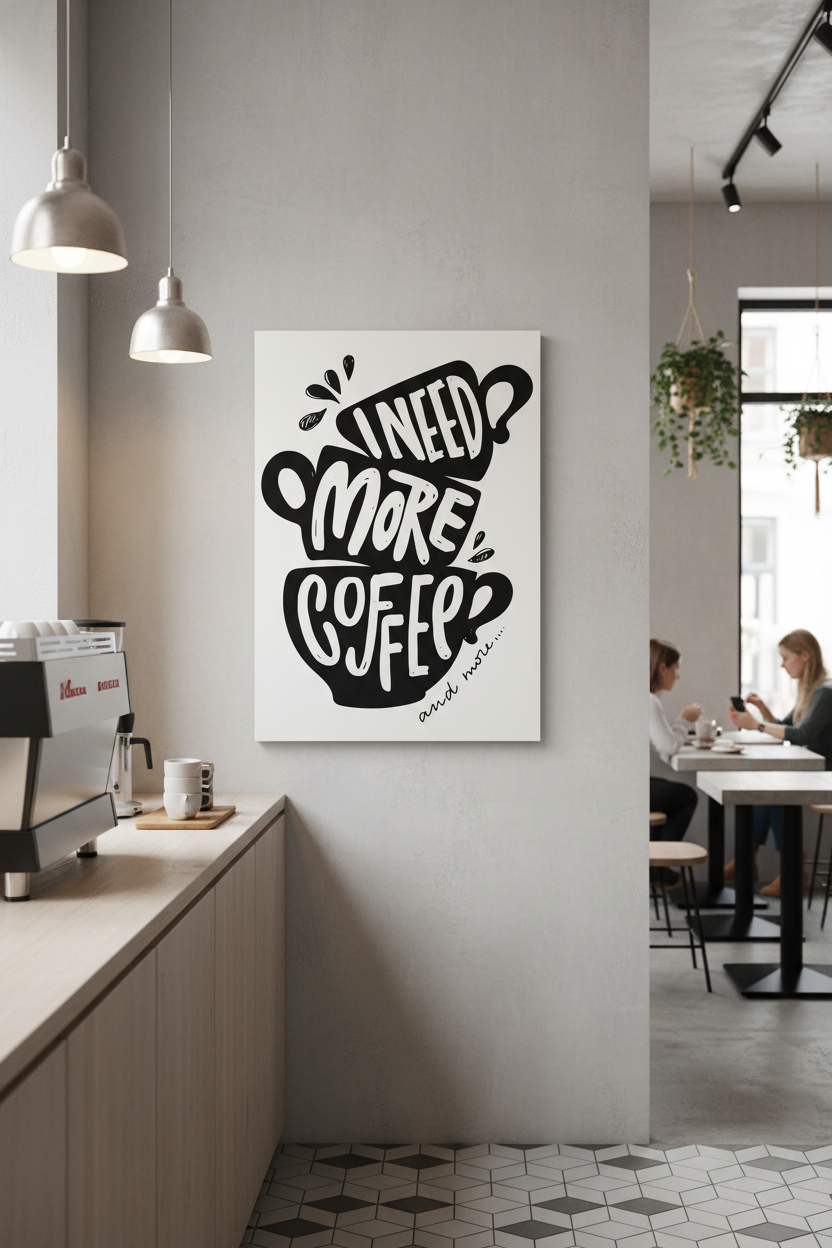 I Need More Coffee Kanvas Tablo - Kahve Tutkunlarına Özel Sanat