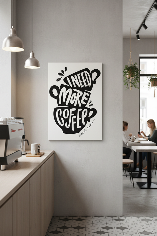 I Need More Coffee Kanvas Tablo - Kahve Tutkunlarına Özel Sanat