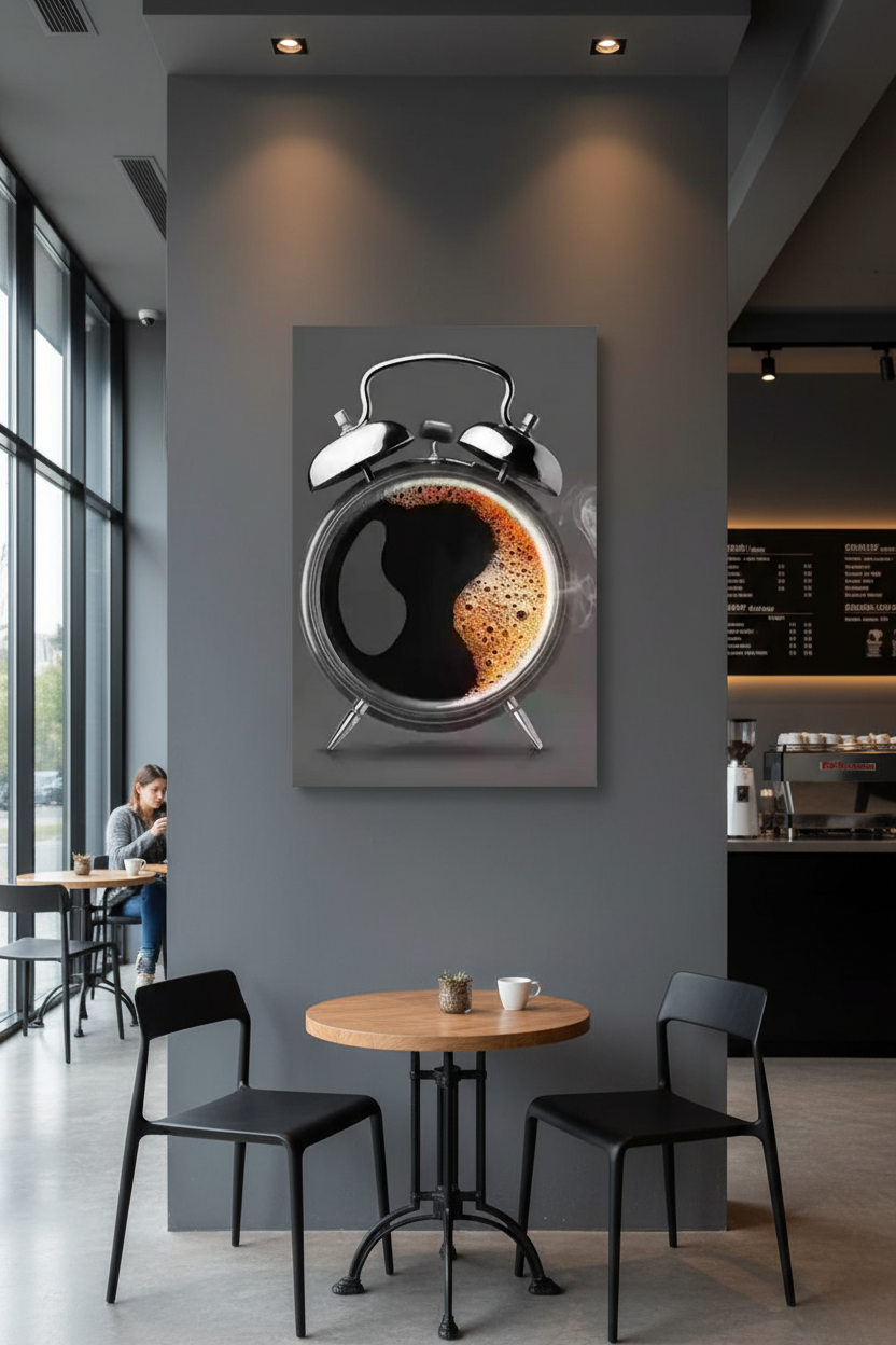 Uyanışın Tadı: Kahve Alarmı Kanvas Tablo