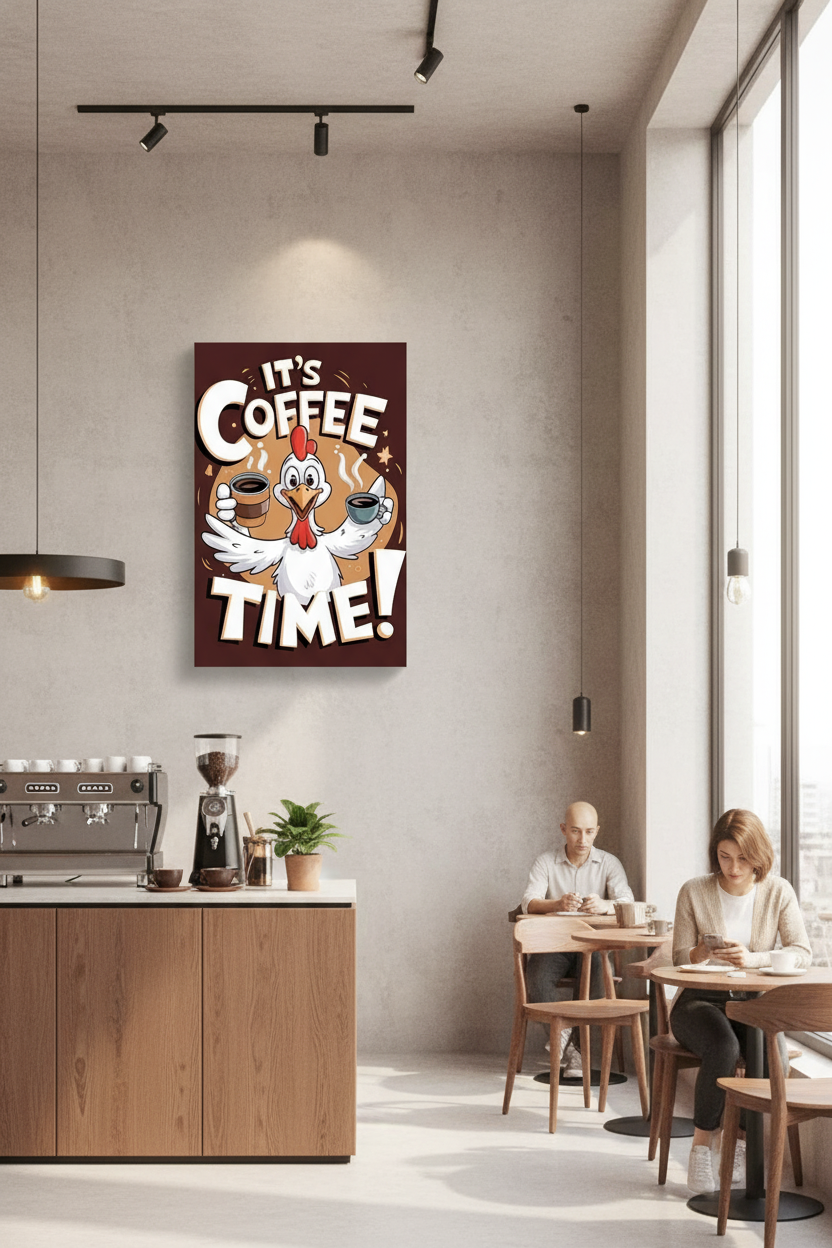 Kahve Saati Horoz: Neşeli Sabahlar Kanvas Tablo