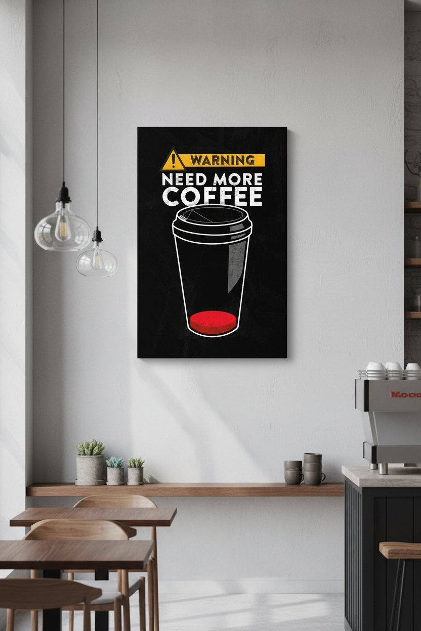 Uyarı: Daha Fazla Kahve Lazım Kanvas Tablo