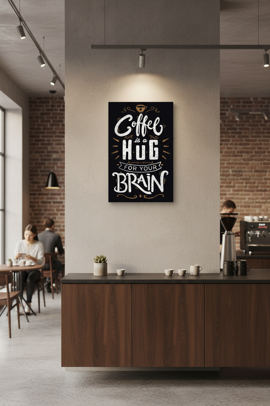 Kahve Beyne Sarılmaktır Temalı Dekoratif Kanvas Tablo