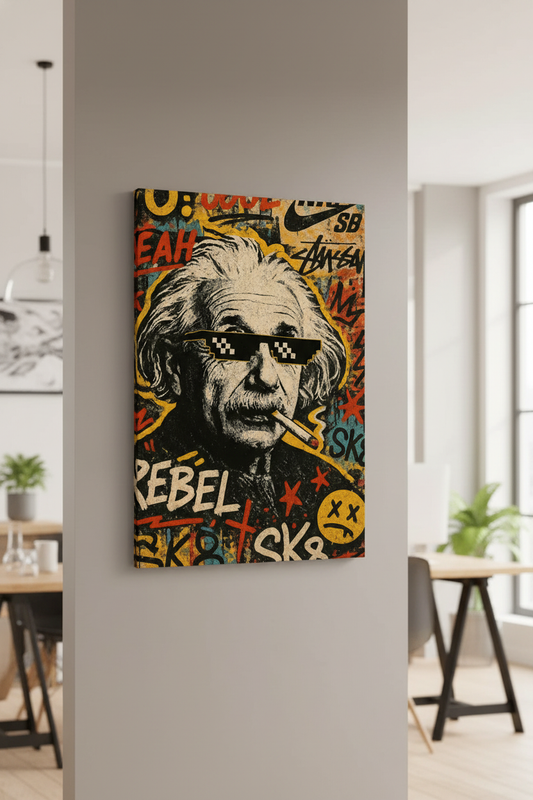 Albert Einstein Thug Life Graffiti Kanvas Tablo
