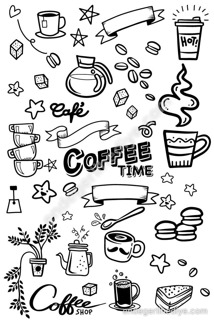 Kahve Molası Doodle Kanvas Tablo