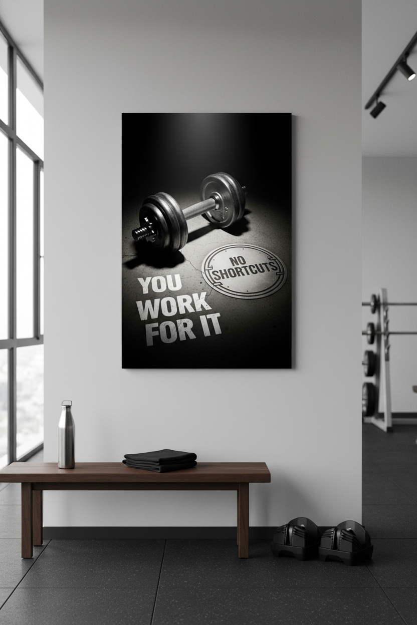 No Shortcuts: Fitness Motivasyon Kanvas Tablo