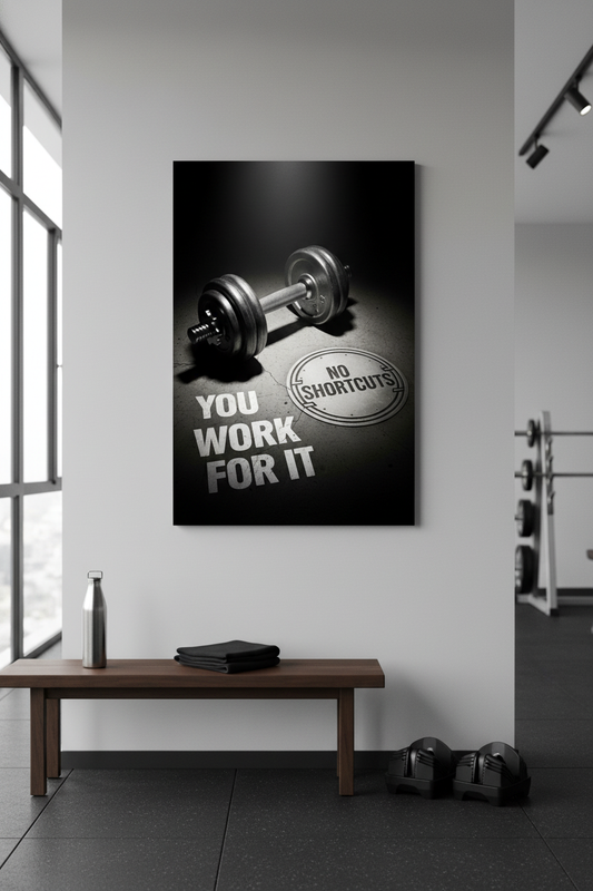 No Shortcuts: Fitness Motivasyon Kanvas Tablo
