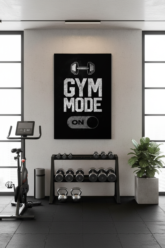 Gym Mode On Kanvas Tablo | Fitness Motivasyon Duvar Sanatı