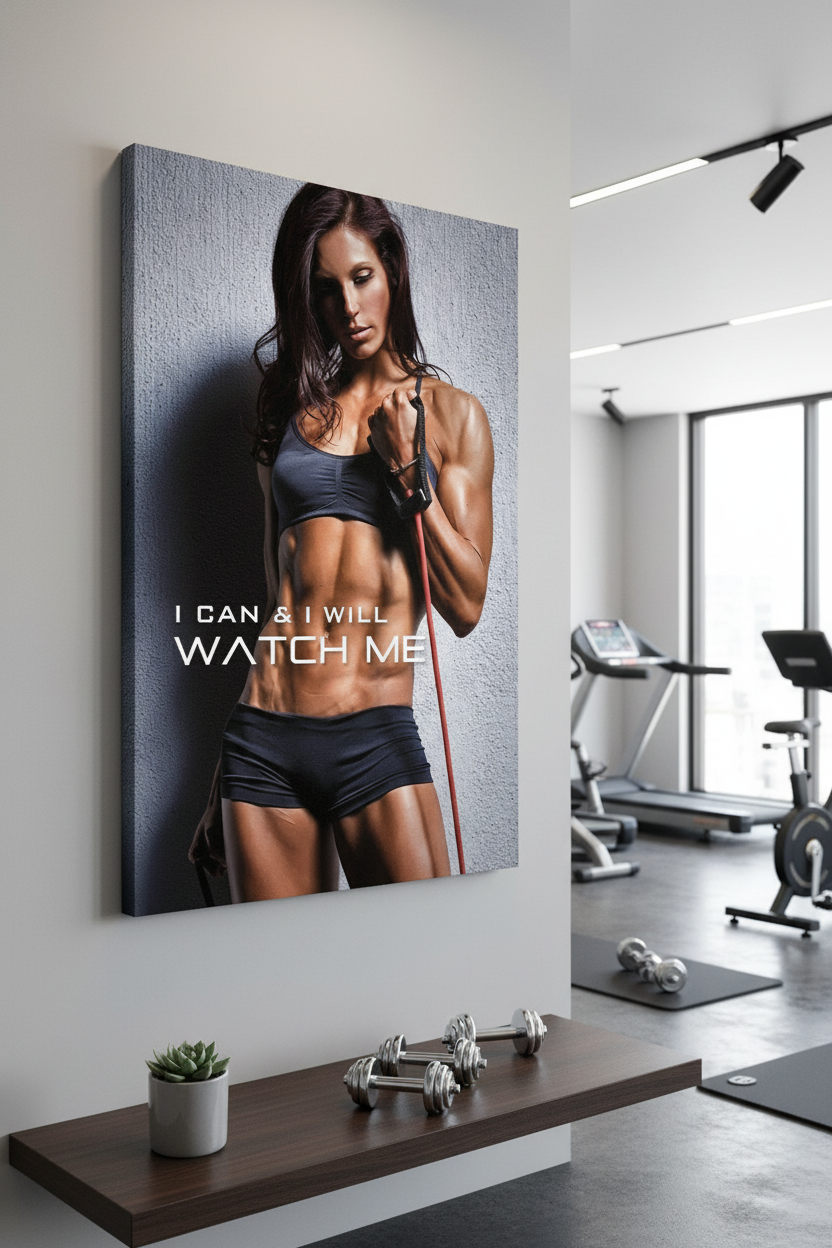 İradenin Gücü: Motivasyonel Kadın Sporcu Kanvas Tablo
