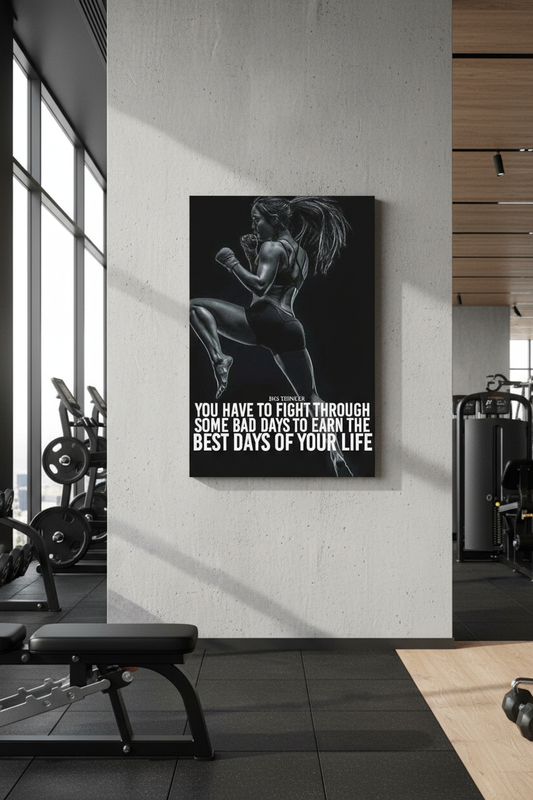 Mücadele Ruhu: Siyah Beyaz Kadın Boksör Kanvas Tablo