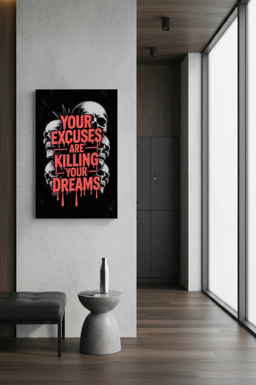 Hayallerini Öldürme: Kuru Kafa Motivasyon Kanvas Tablo