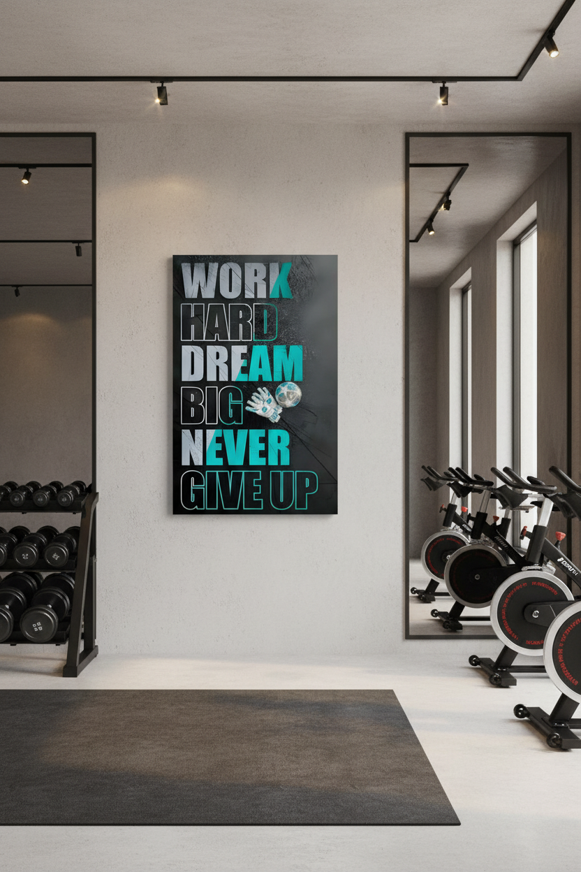 Work Hard Dream Big Never Give Up Futbol Motivasyon Tablosu