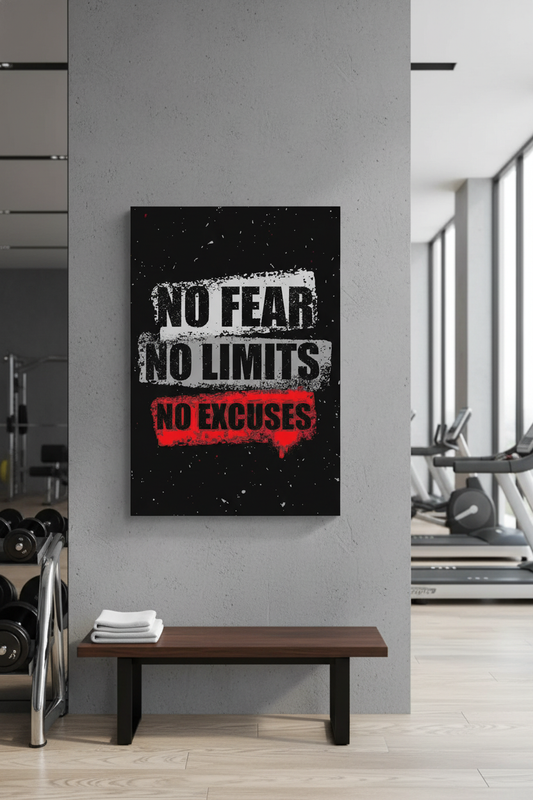 No Fear No Limits No Excuses Motivasyon Kanvas Tablo