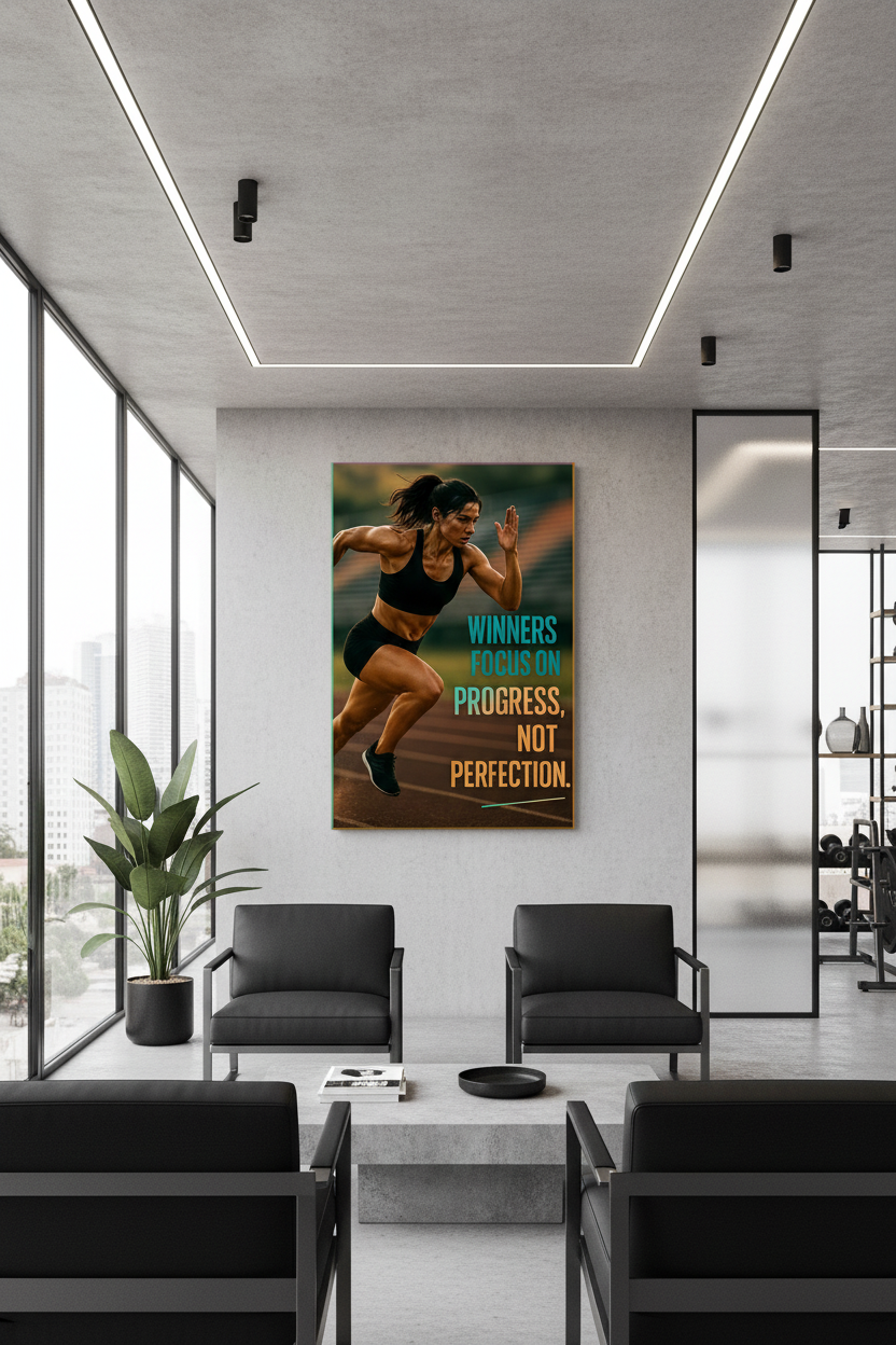 İlerleme Odaklı Koşucu Kanvas Tablosu - Spor Motivasyon