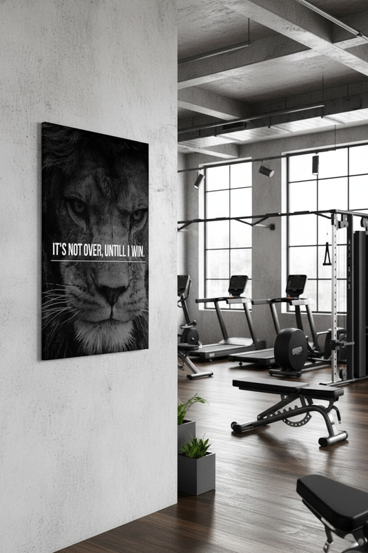 Aslan Gücü Motivasyon Kanvas Tablo: Pes Etme Ruhu