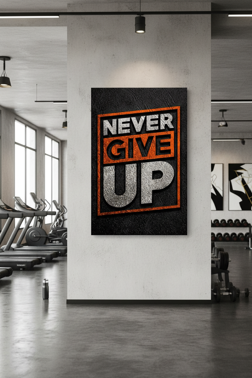 Asla Pes Etme Motivasyon Kanvas Tablo