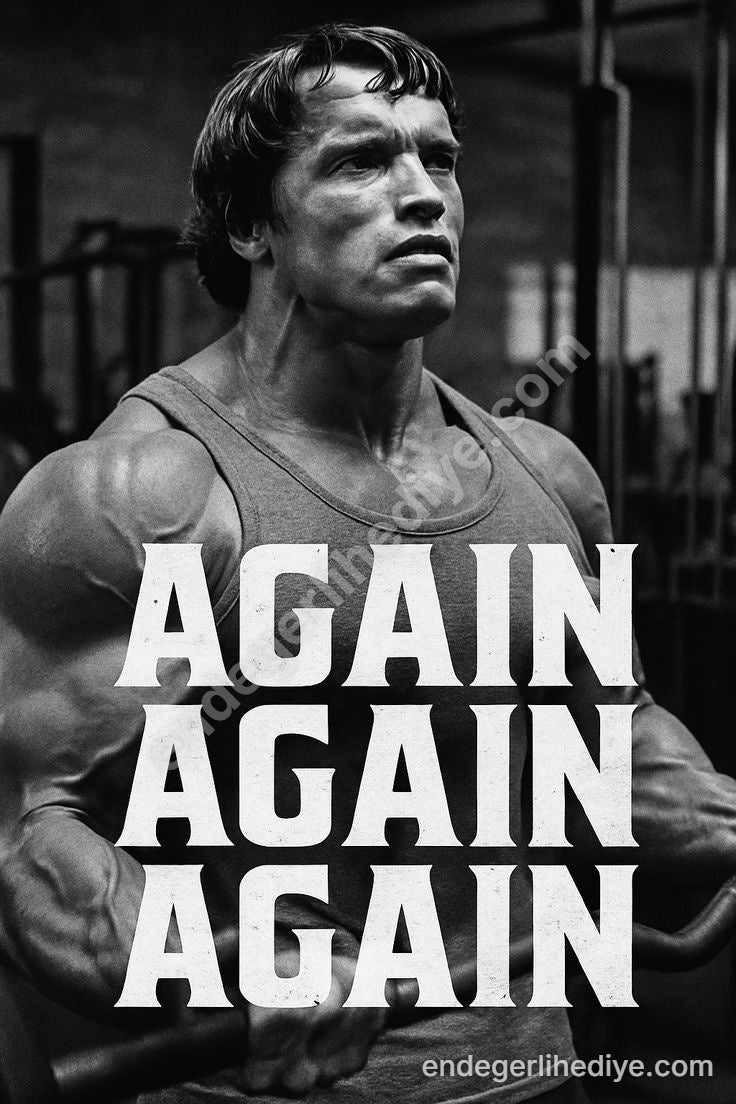Arnold Schwarzenegger 'Yine, Yine, Yine' Motivasyon Kanvas Tablo