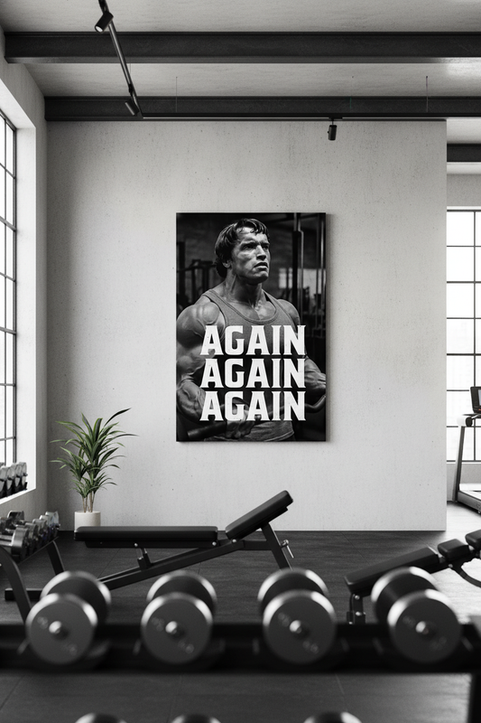 Arnold Schwarzenegger 'Yine, Yine, Yine' Motivasyon Kanvas Tablo