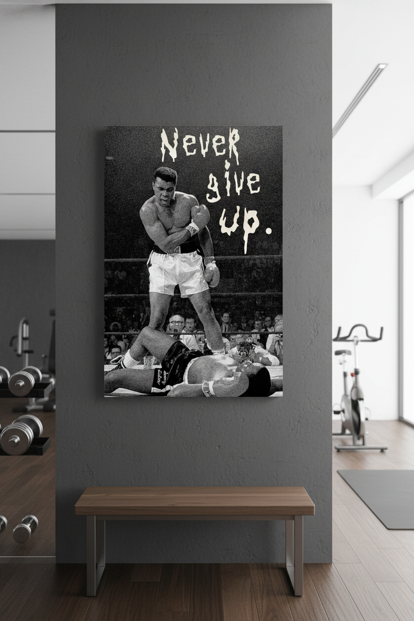 Muhammed Ali 'Asla Pes Etme' Efsanevi Boks Kanvas Tablo