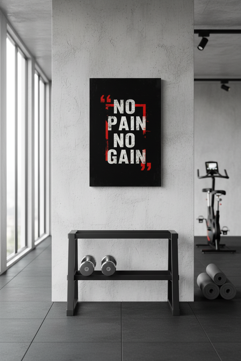 No Pain No Gain Kanvas Tablo - Motivasyon ve Güç