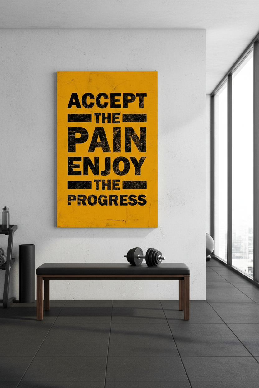 Acıyı Kabul Et, İlerlemenin Tadını Çıkar Motivasyon Kanvas Tablo