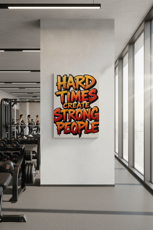 "Hard Times Create Strong People" Motivasyon Kanvas Tablosu