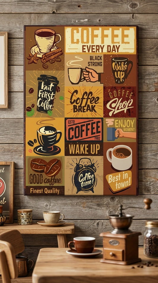 Vintage Coffee Collage Canvas